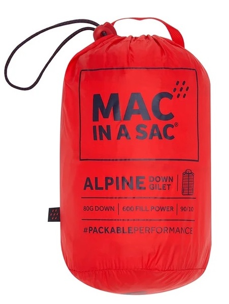 Pánská péřová vesta Mac In a Sac Alpine Packable Men's Down Gilet Red 24/25