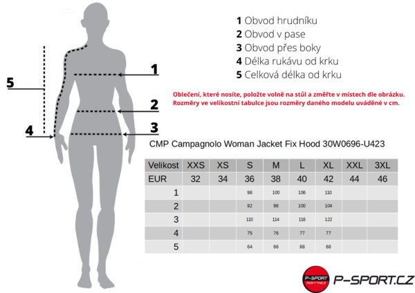 Dámská lyžařská bunda CMP Campagnolo Woman Jacket Fix Hood 30W0696-U423 23/24