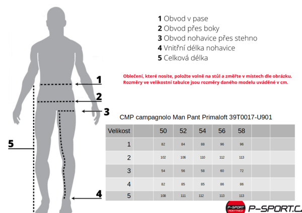 Pánské kalhoty CMP campagnolo Man Pant Primaloft 39T0017-U901 24/25