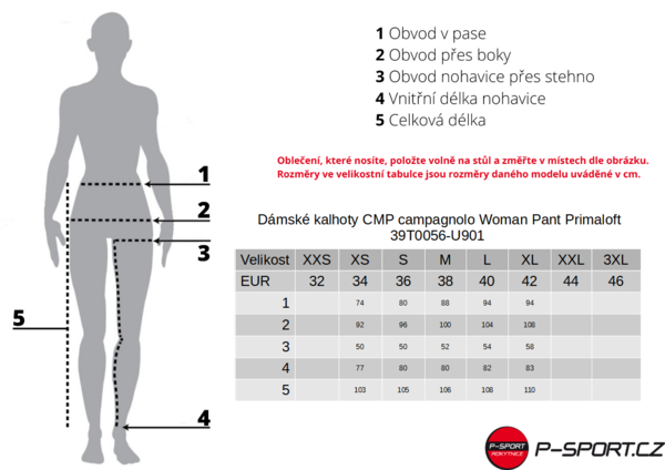 Dámské kalhoty CMP campagnolo Woman Pant Primaloft 39T0056-U901 24/25