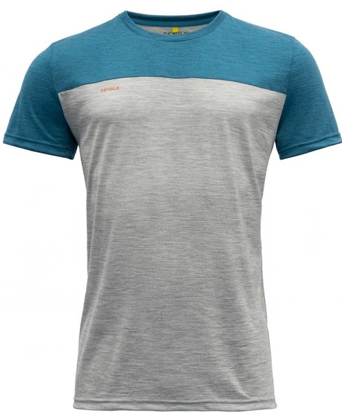 Pánské merino triko Devold Norang Man Tee Grey Melange/Blue Melange 24/25