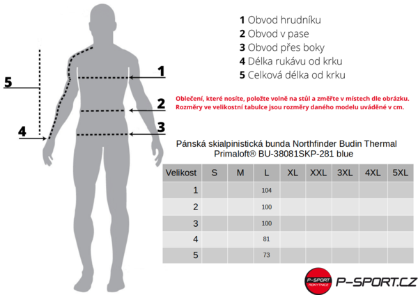 Pánská skialpinistická bunda Northfinder Budin Thermal Primaloft® BU-38081SKP-281 blue 23/24