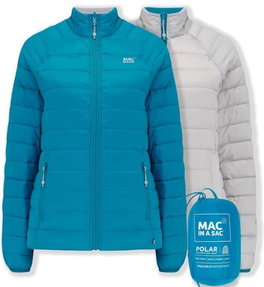 Dámská péřová bunda Mac In a Sac Polar Packable Women's Down Jacket Light Petrol/Soft Grey 24/25