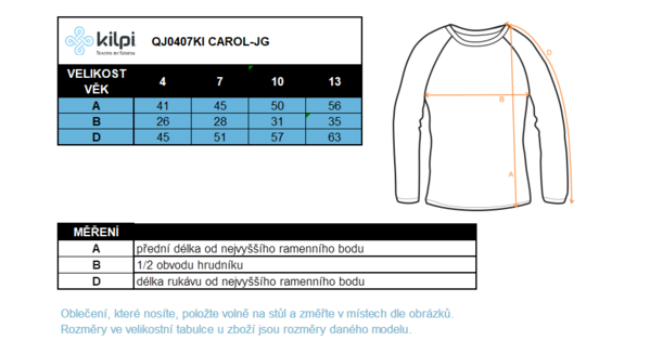 Dětské funkční termo triko Kilpi Carol-JG QJ0407KICOR korálová 