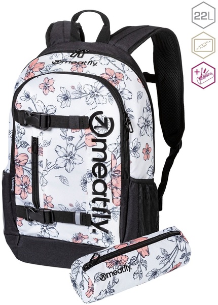 Školní Batoh Meatfly Basejumper, Blossom White, 22 L + penál zdarma 24/25