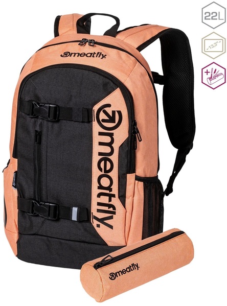 Školní Batoh Meatfly Basejumper, Peach/Charcoal, 22 L + penál zdarma 24/25