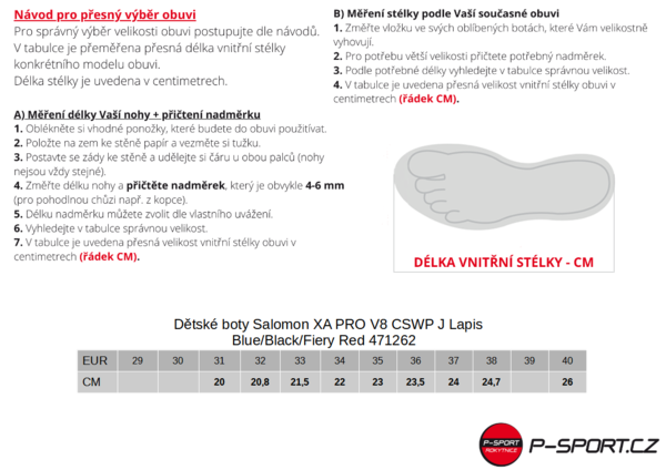 Dětské boty Salomon XA PRO V8 CSWP J Lapis Blue/Black/Fiery Red 471262 23/24