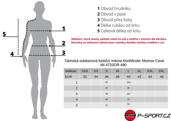 Dámská outdoorová funkční mikina Northfinder Monroe Coral MI-4720OR-490 24/25