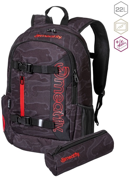 Školní Batoh Meatfly Basejumper Morph Black 22 L + penál zdarma 24/25