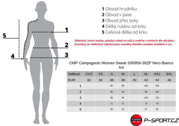 Dámský funkční rolák CMP Campagnolo Woman Sweat 33l0956-39ZP Nero Bianco Ice 24/25