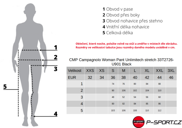 Dámské Softshellové kalhoty CMP Campagnolo Woman Pant Unlimitech stretch 33T2726-U901 Black 24/25