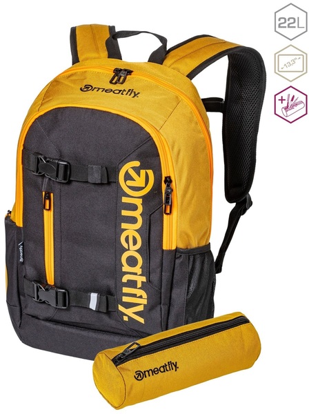 Školní Batoh Meatfly Basejumper, Camel/Black 22 L + penál zdarma 24/25