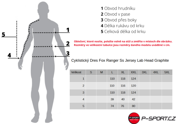 Cyklistický Dres Fox Ranger Ss Jersey Lab Head Graphite 31033-103 24/25