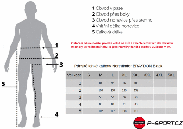 Pánské lehké kalhoty Northfinder BRAYDON Black NO-3940SP-269 24/25