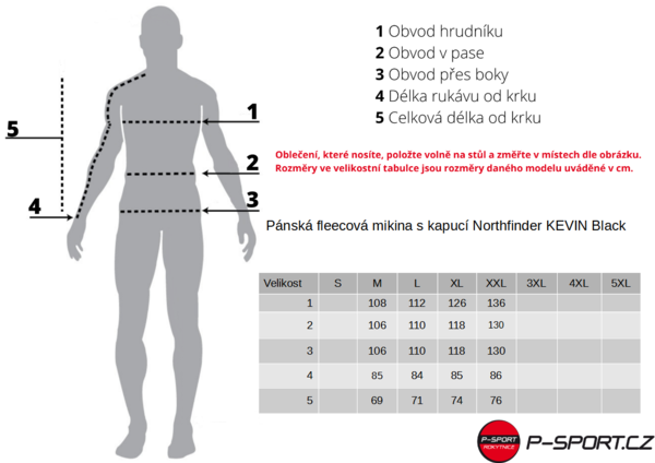 Pánská fleecová mikina s kapucí Northfinder KEVIN Black/Black MI-MI-3825OR-270 24/25