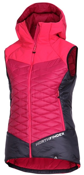 Dámská skialpová/outdoorová Vesta NORTHFINDER JAVOROVA Primaloft® Gold Cherry Black VE-44451SKP-577 24/25